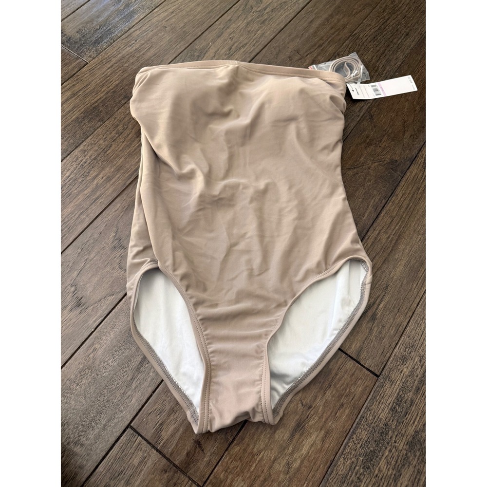 DKNY Bandeau Maillot Swimsuitā Women 6 Sand Dune Strapless Padded D71416 NWT